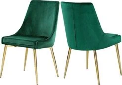 Meridian Furniture Karina Collection Modern | Contemporary Velvet Upholstered Dining Chair With Sturdy Metal Legs, Set Of 2, 19.5" W X 21.5" D X 33.5" H, Navy -Songmics Furniture Shop 41dOB sEeuL. AC