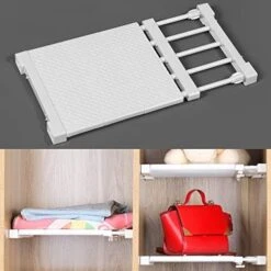 Adjustable Closet Organizer Storage Shelf Wall Mounted Kitchen Rack Space Saving Wardrobe Decorative Shelves Cabinet Holders (White, Length:19.68 - 31.49 Inch (50-80cm), Width:9.44 Inch (24cm)) -Songmics Furniture Shop 41dP9aotulL. AC