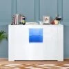 ARMCONE LED Sideboard Buffet Cabinet High Glossy Front Kitchen Sideboard With Storage Large Buffet Table Wooden Bar Cabinet For Kitchen Dining Room Hallway Living Room (45.67" Wx13.82 Dx31.89 H)