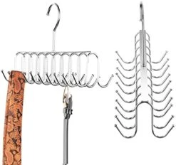 Belt Tie Rack Hanger Removable Metal Hanger With Hooks Shawls Belt Towels Holder Organizer Storage Rack Space Saving, 20 Hooks, 12 X 4 X 3 Inch (Silver, 2) 13 Belt Tie Rack Hanger Removable Metal Hanger With Hooks Shawls Belt Towels Holder Organizer Storage Rack Space Saving, 20 Hooks, 12 X 4 X 3 Inch (Silver, 2) -Songmics Furniture Shop 41dW16z7luL. AC