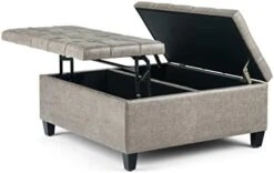SIMPLIHOME Harrison 36 Inch Wide Square Coffee Table Lift Top Storage Ottoman In Upholstered Slate Grey Tufted Linen Look Fabric For The Living Room, Transitional 21 SIMPLIHOME Harrison 36 Inch Wide Square Coffee Table Lift Top Storage Ottoman In Upholstered Slate Grey Tufted Linen Look Fabric For The Living Room, Transitional -Songmics Furniture Shop 41dXpBAlo1L. AC