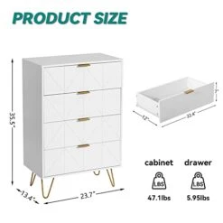 LOUVIXA Dresser For Bedroom, White Dresser, 4 Small Drawer Dresser With Metal Legs -Songmics Furniture Shop 41dYUf8otsL