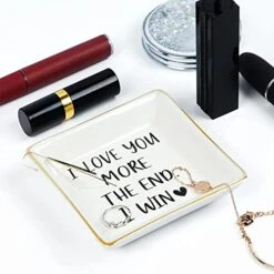 Gifts For Women Girlfriend Wife Couple Ring Holder I Love You More The End I Win Ring Dish Ceramic Jewelry Tray Best Gifts For Lover Couples Girlfriend Fiancee At Valentine's Day Anniversary Birthday Christmas Day -Songmics Furniture Shop 41dZWKlOE8L