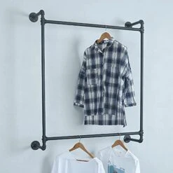 TANGGU Industrial Pipe Clothing Rack Wall Mounted,Retail Display Rack Cloths Rack,Metal Clothes Racks For Hanging Clothes,Iron Clothing Rod(31.5in,Black) 11 TANGGU Industrial Pipe Clothing Rack Wall Mounted,Retail Display Rack Cloths Rack,Metal Clothes Racks For Hanging Clothes,Iron Clothing Rod(31.5in,Black) -Songmics Furniture Shop 41ddTZfER8L