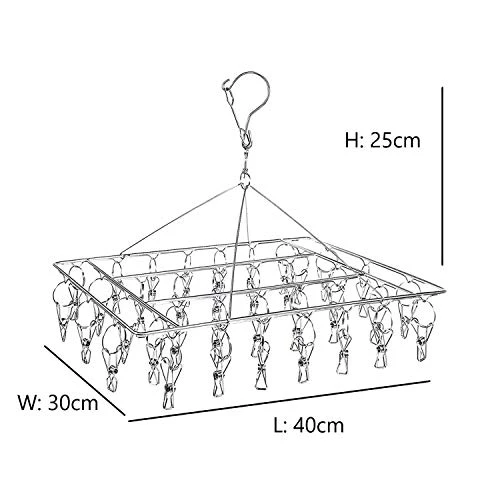 2 Pack Stainless Steel Sock Drying Rack With 72 Clips, Swivel Wind-Proof Hook Clothes Hanger Dryer For Sock, Underwear, Bra, Laundry Accessories 2 2 Pack Stainless Steel Sock Drying Rack With 72 Clips, Swivel Wind-Proof Hook Clothes Hanger Dryer For Sock, Underwear, Bra, Laundry Accessories - Image 2