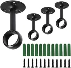 GENERIC Jimmus 8Pcs 1-1/4Inch Curtain Rod Ceiling-Mount Bracket, Curtain Rod Bracket Flange Closet Rod Holder Heavy Duty Stainless Steel Curtain Closet Rod Holder, Closet Pole End Supports Socket, Black -Songmics Furniture Shop 41dojx2AdzS. AC