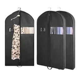3 PCS 43"Garment Bags For Travel,Heavy Duty Garment Bag For Clothes Closet Storage,Gusseted Suit Bags For Men Travel,Hanging Travel Garment Bags For Clothes,Dress,Coats,Jackets,Shirts.Black Travel Bag -Songmics Furniture Shop 41drYUQVwOL