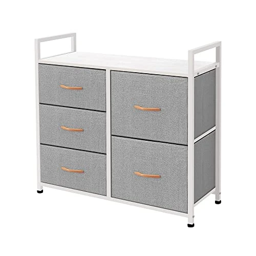 AZL1 Life Concept Storage Dresser Furniture Unit - Large Standing Organizer Chest For Bedroom, Office, Living Room, And Closet - 5 Drawer Removable Fabric Bins - Light Grey/White 1 AZL1 Life Concept Storage Dresser Furniture Unit - Large Standing Organizer Chest For Bedroom, Office, Living Room, And Closet - 5 Drawer Removable Fabric Bins - Light Grey/White