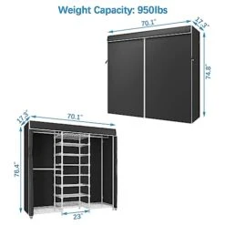 VIPEK S3C Heavy Duty Portable Closet, Adjustable Shoe Rack Wire Shelf, Large Wardrobe Organizer For Bedroom Storage, Free Standing Clothes Rack With Hanging Rod, Custom White Rack With Black Cover 10 VIPEK S3C Heavy Duty Portable Closet, Adjustable Shoe Rack Wire Shelf, Large Wardrobe Organizer For Bedroom Storage, Free Standing Clothes Rack With Hanging Rod, Custom White Rack With Black Cover -Songmics Furniture Shop 41dtb3tmnuL