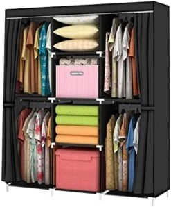 YOUUD Portable Closet Wardrobe Storage Closet Clothes Portable Wardrobe Storage Closet Organizer Portable Closets Wardrobe Closet Organizer Shelf Wardrobe Clothes Organizer Standing Closet Black… -Songmics Furniture Shop 41dwdl YWmL. AC