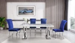 ACEDÉCOR Dining Table, 72" Rectangular Dining Room Table For 6, Grey Top And Polished Silver X-Base -Songmics Furniture Shop 41dxTOLYZKL