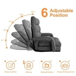 WAYTRIM Indoor Chaise Lounge Chair, Floor Chair For Adults 6-Position Indoor Lounge Chair Lazy Sofa With Armrests And Pillow Comfy Chair For Bedroom, Dorm, Living Room - Charcoal -Songmics Furniture Shop 41dxg5M9TVS
