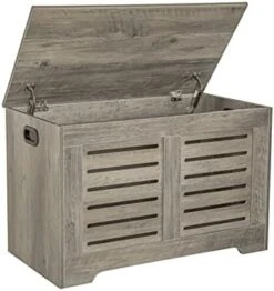 DINZI LVJ Storage Chest, Flip-Top Wooden Storage Bench With 2 Safety Hinges, Retro Entryway Shoe Bench, Sturdy Large Storage Trunk For Living Room, Bedroom, Easy Assembly, Rustic Brown -Songmics Furniture Shop 41e U1cQxeL. AC