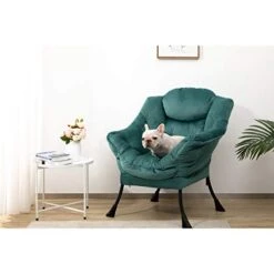 AbocoFur Modern Cotton Fabric Lazy Chair, Accent Contemporary Lounge Chair, Single Steel Frame Leisure Sofa Chair With Armrests And A Side Pocket, Thick Padded Back, Dark Atrovirens -Songmics Furniture Shop 41e1OciLrcL