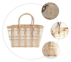 WALTX Round Basket 1Pc Practical Waterproof Durable Shopping Basket Woven Basket For Home Decor Shop Storage Case -Songmics Furniture Shop 41e23NCsZUL
