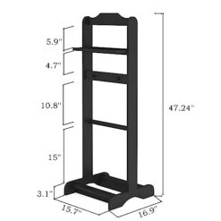 Veemuaro Portable Garment Rack, Wood Suit Valet Stand Clothes Rack, Suit Wardrobe Valet Stand With Contour Hanger And Tray & Tie Hook And Shoe Rack - Black -Songmics Furniture Shop 41e4iXIUfXL