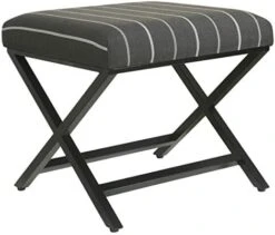 Homepop Home Decor | Modern Square Ottoman With Metal X Base | Ottoman For Living Room & Bedroom | Decorative Home Furniture (Tan And Cream Awning Stripe) -Songmics Furniture Shop 41e6l8gJdL. AC