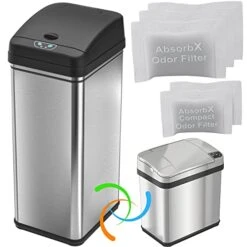 ITouchless 13 Gallon And 2.5 Gallon Automatic Touchless Sensor Kitchen Cans With Odor Control System, Stainless Steel, Includes 10 Premium Bags, CDZT02BG10 29 ITouchless 13 Gallon And 2.5 Gallon Automatic Touchless Sensor Kitchen Cans With Odor Control System, Stainless Steel, Includes 10 Premium Bags, CDZT02BG10 -Songmics Furniture Shop 41e9XkvEKuL