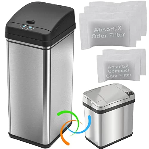 ITouchless 13 Gallon And 2.5 Gallon Automatic Touchless Sensor Kitchen Cans With Odor Control System, Stainless Steel, Includes 10 Premium Bags, CDZT02BG10 15 ITouchless 13 Gallon And 2.5 Gallon Automatic Touchless Sensor Kitchen Cans With Odor Control System, Stainless Steel, Includes 10 Premium Bags, CDZT02BG10 - Image 15