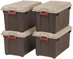 IRIS USA 27 Gallon Heavy-Duty Plastic Storage Tote With Lids, Storage Plastic Bin Organizer Container With Durable Lid, Black/Orange, 3 Pack -Songmics Furniture Shop 41eAGdgqMpL. AC