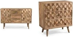 Great Deal Furniture Zona Mid-Century Modern Mango Wood 3 Drawer Sideboard With 2 Doors, Natural & Poppy Mid-Century Modern Mango Wood 3 Drawer Chest, Natural -Songmics Furniture Shop 41eAoFEGCxL. AC