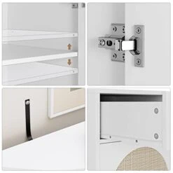 FOTOSOK Buffet Cabinet, Rattan Kitchen Cabinet With 3 Doors And 3 Drawers, Sideboard With Storage And Adjustable Shelves, Rattan Buffet Table For Kitchen Dining Room Living Room Hallway -Songmics Furniture Shop 41eERsZZAEL