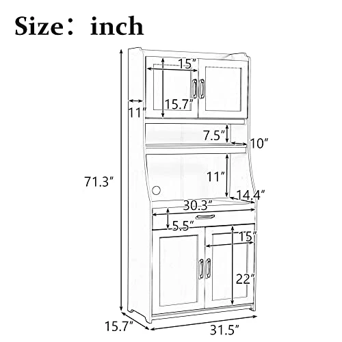 LOVMOR Kitchen Pantry Storage Cabinet, 71" One-Body Style Pantry Cabinet With Doors And Drawers, Storage Buffet With Adjustable Shelves And Drawers For Living Room, Dining Room, Antique White 2 LOVMOR Kitchen Pantry Storage Cabinet, 71" One-Body Style Pantry Cabinet With Doors And Drawers, Storage Buffet With Adjustable Shelves And Drawers For Living Room, Dining Room, Antique White - Image 2