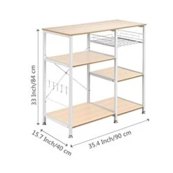 Vasitelan Kitchen Baker's Rack Utility Storage Shelf Microwave Stand 3-Tier+3-Tier Table For Spice Rack Organizer Workstation (Oak) -Songmics Furniture Shop 41eId7WyH0L