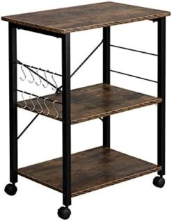 Savins 35.5" Kitchen Baker's Rack Utility Storage Shelf Microwave Stand 3-Tier 3-Tier Table For Organizer Workstation Dark Brown -Songmics Furniture Shop 41eKKIDt26L. AC