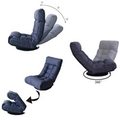 DEPOINTER Chaise Lounge Sofa, 360-Degree Swivel Chair Floor Gaming Chair Lazy Sofa, 3 Adjustable Positions, Foldable Recliner Sofa With Comfortable Backrest And Footrest For Home Office, Navy Blue 11 DEPOINTER Chaise Lounge Sofa, 360-Degree Swivel Chair Floor Gaming Chair Lazy Sofa, 3 Adjustable Positions, Foldable Recliner Sofa With Comfortable Backrest And Footrest For Home Office, Navy Blue -Songmics Furniture Shop 41eNeaOqgbL