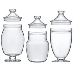 Amazing Abby - Keep - Acrylic Apothecary Jars (3-Piece Set), Plastic Jars With Lids, Bathroom Canisters, Vanity Organizers, Candy Buffet, Wedding Display, BPA-Free And Shatter-Proof -Songmics Furniture Shop 41eODNCQFkL