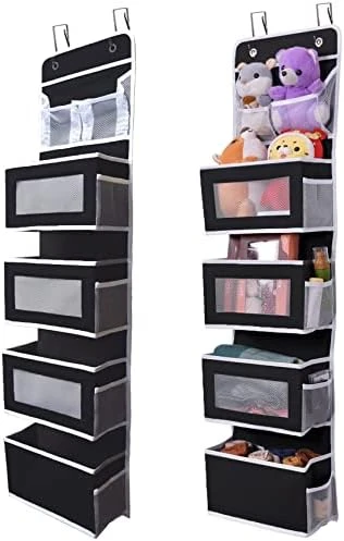 Aeeteek 1 Pack Hanging Closet Organizer 5-Shelf Over The Door Shoe Organizer Wall Mount Storage Bag Containers 49.2 * 13 * 5.5 Inches Large Capacity Collapsible Shelves Drawers (Black) 8 Aeeteek 1 Pack Hanging Closet Organizer 5-Shelf Over The Door Shoe Organizer Wall Mount Storage Bag Containers 49.2 * 13 * 5.5 Inches Large Capacity Collapsible Shelves Drawers (Black) - Image 8