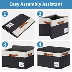 GhvyenntteS Large Storage Bins With Lids (3-Pack) Large Closet Storage Bins With Lid And 3 PU Handles, Foldable Fabric Storage Boxes With Label Window For Home Bedroom Office (Black, 15" X 11" X 9.7") 19 GhvyenntteS Large Storage Bins With Lids (3-Pack) Large Closet Storage Bins With Lid And 3 PU Handles, Foldable Fabric Storage Boxes With Label Window For Home Bedroom Office (Black, 15" X 11" X 9.7") -Songmics Furniture Shop 41ei0I94l9L