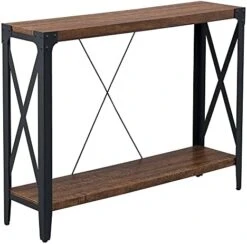 OKD Console Tables For Entryway, Hallway Table, 2-Tier Entrance Tables, Industrial Long Tables For Living Room, With Storage And X-Frame Open Shelf, Easy Assemble, Dark Rustic Oak -Songmics Furniture Shop 41ei26EFLdL. AC