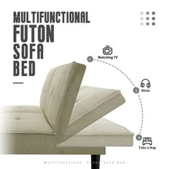 IULULU Futon Sofa Bed, Modern Convertible Armless Sleeper Couch Daybed For Studio, Apartment, Office, Small Space, Compact Living Room, Sage Grey -Songmics Furniture Shop 41eivNpYgdL
