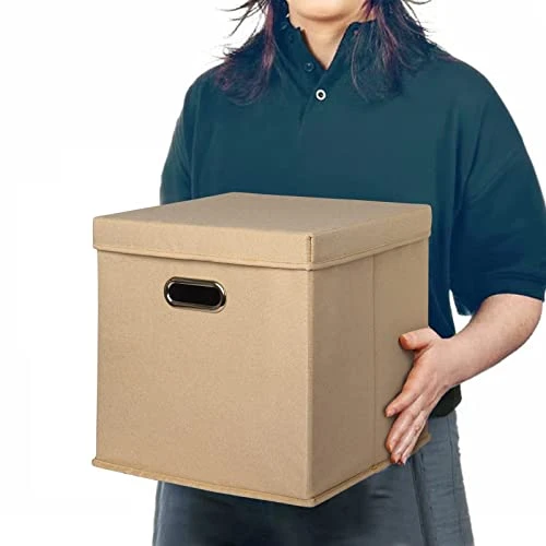 XYXYLY 2 Pack Foldable Cubes Storage Bins With Lids 12.6 * 12.6 * 12.6" Collapsible Fabric Cubbies Storage Baskets For Shelf Closet Organizer Home Bedroom Office Nursery 2 XYXYLY 2 Pack Foldable Cubes Storage Bins With Lids 12.6 * 12.6 * 12.6" Collapsible Fabric Cubbies Storage Baskets For Shelf Closet Organizer Home Bedroom Office Nursery - Image 2