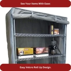 Formosa Covers | The Original Storage Shelving Unit Cover, Keep Garage, Closet, Medical Office, Kitchen, Yard Neat | Wire Steel Metal Shelf Accessories Fits Racks 48" W X 24 D X 72H (Cover Only Grey) -Songmics Furniture Shop 41eozHgUF7L