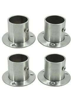 Stainless Steel Closet Wardrobe Rod Holder Socket End Support Bracket Flange For 32mm (Set Of 4)