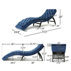 Christopher Knight Home Garret Velvet Chaise Lounge, Cobalt Grey / Dark Brown -Songmics Furniture Shop 41equDGBezL