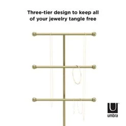 Umbra Trigem Hanging Jewelry Organizer Tiered Tabletop Countertop Free Standing Necklace Holder Display, 3, Brass/White -Songmics Furniture Shop 41er4xOgXDL