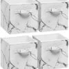 Sorbus Fabric Foldable Storage Cubes Organization Bins, Great For Home Organization, Living Room, Cube Storage Bins, For Closet, Nursery, Playroom, College Dorm, Marble Print Fabric (4, Pack, White)