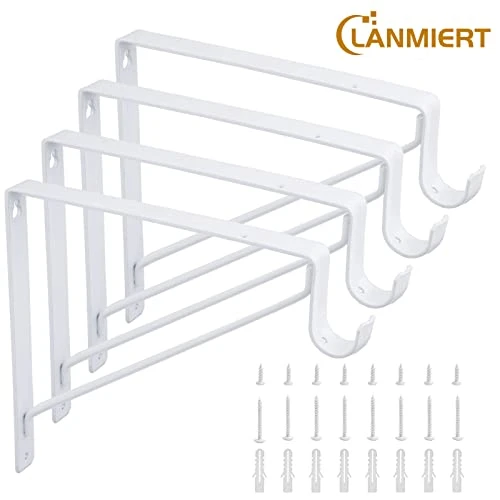 4 Pack Closet Shelf & Rod Brackets 11”x11” Heavy Duty Closet Rod Brackets, Closet Shelf Bracket With Rod Holder, 1-3/8” Dia White Closet Rod Support Bracket For Revive Your Sagging Closet Rod 1 4 Pack Closet Shelf & Rod Brackets 11”x11” Heavy Duty Closet Rod Brackets, Closet Shelf Bracket With Rod Holder, 1-3/8” Dia White Closet Rod Support Bracket For Revive Your Sagging Closet Rod