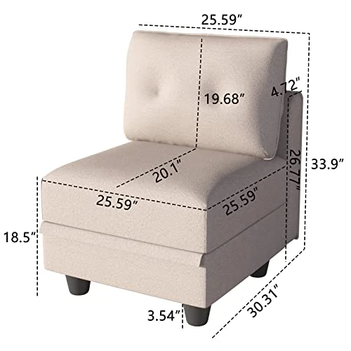 LLappuil Modular Sofa Middle Module With Storage For Customizable Sectional Couch, Accent Armless Chair, Waterproof, Anti-Scratch And Antistatic Fabric Sectional, Brown 3 LLappuil Modular Sofa Middle Module With Storage For Customizable Sectional Couch, Accent Armless Chair, Waterproof, Anti-Scratch And Antistatic Fabric Sectional, Brown - Image 3