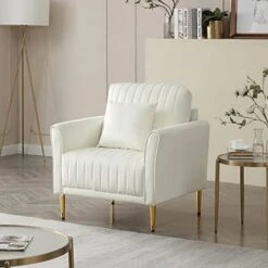 KIVENJAJA Velvet Loveseat Sofa, Channel Tufted 2-Seater Small Couch, Modern Love Seat With 2 Pillows For Living Room Bedroom Apartment, 55”W (Beige) 20 KIVENJAJA Velvet Loveseat Sofa, Channel Tufted 2-Seater Small Couch, Modern Love Seat With 2 Pillows For Living Room Bedroom Apartment, 55”W (Beige) -Songmics Furniture Shop 41evT8jfgrL. AC