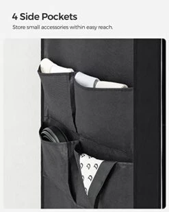 SONGMICS Portable Closet, Wardrobe Closet Organizer With Cover, 3 Hanging Rods And Shelves, 4 Side Pockets, 51.2 X 17.7 X 65.7 Inches, Large Capacity For Bedroom, Living Room, Black URYG092B02 -Songmics Furniture Shop 41exPakpf8L