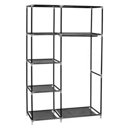 64" Portable Closet Wardrobe, Freestanding Closet Wardrobe With Non-Woven Fabric, Closet Storage Organizer With 6 Shelves And 1 Clothes Hanging Rails, Easy To Assemble (41.3" X 18" X 64", Black) -Songmics Furniture Shop 41exxuz4SnL