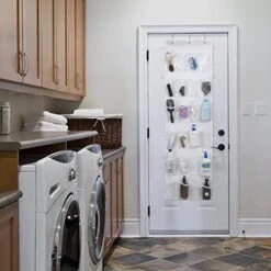 GENERIC Over The Cabinet Door Organizer With 24 Clear Pockets, 60x18 Inch Behind The Pantry Door Storage Organizer, Back Of Bathroom Door Storage Organizer, White -Songmics Furniture Shop 41f1GBMludL