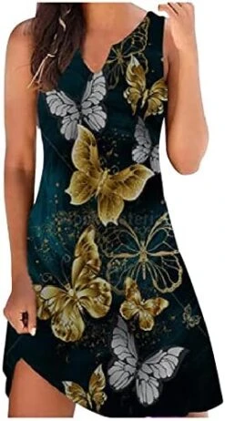 Elegant Summer Dresses For Women,Womens Fashion Print Vest Dress Sleeveless Dresses Crewneck Slim A-Line Mini Dress -Songmics Furniture Shop 41f3DOKNVmL. AC