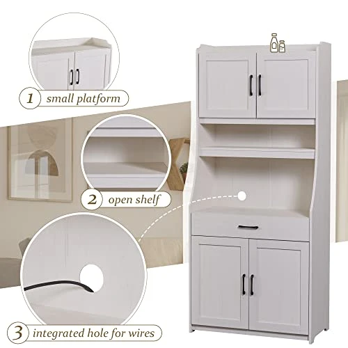 LOVMOR Kitchen Pantry Storage Cabinet, 71" One-Body Style Pantry Cabinet With Doors And Drawers, Storage Buffet With Adjustable Shelves And Drawers For Living Room, Dining Room, Antique White 5 LOVMOR Kitchen Pantry Storage Cabinet, 71" One-Body Style Pantry Cabinet With Doors And Drawers, Storage Buffet With Adjustable Shelves And Drawers For Living Room, Dining Room, Antique White - Image 5