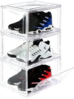 BBYB Shoe Box,Drop Front Shoe Box,Clear Plastic Stackable Storage Bins,Magnetic Transparent Door Clear Storage Bins 3pack (Large, E-Clear) -Songmics Furniture Shop 41f5PMQSFsL. AC